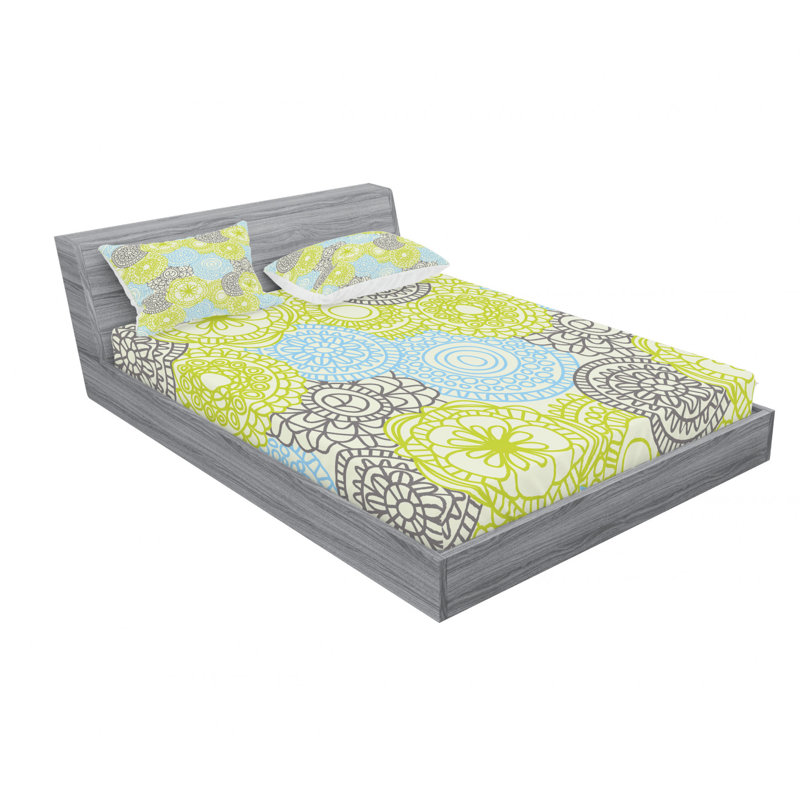 Microfiber Floral Sheet Set, Queen Sheet Set with Fitted Sheet
