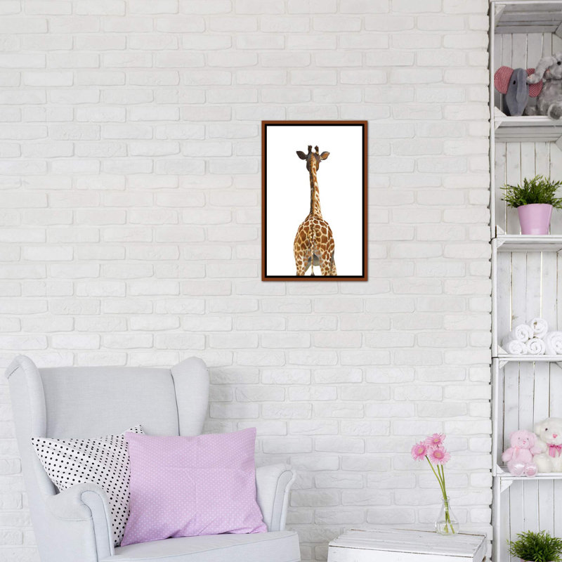 Art girafe bout à bout, Toile avec cadre en bois classique, H 26 po x l 18 po x P 1,5 po