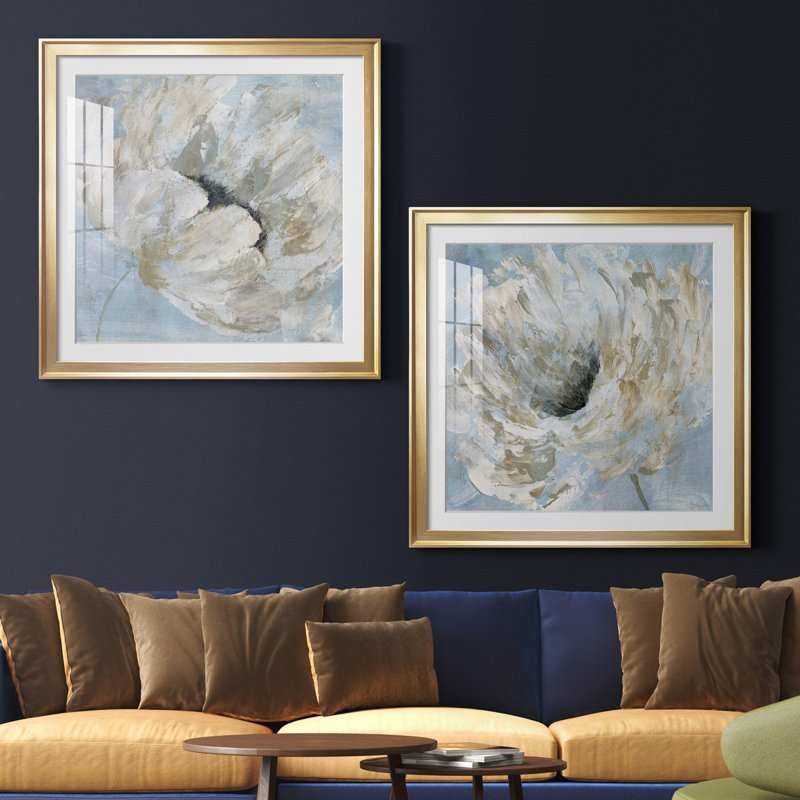«Blue Blanc I», ensemble de 2 reproductions d'art sur toile tendue, H 34,5 po x l 69 po x P 1,5 po, Blanc