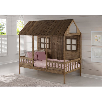 Twin Front Porch Low Loft in Rustic Driftwood