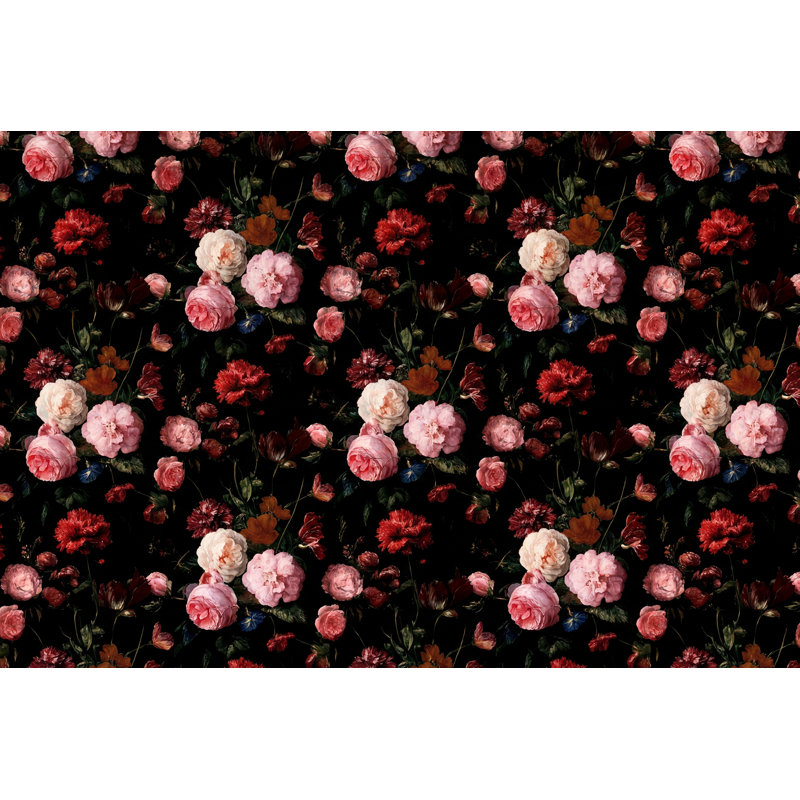 Papier peint floral, botanique rétro, 120 po x 96 po, Non tissé