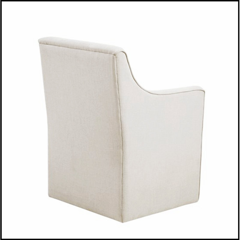 Chaise avec accoudoirs à roulettes à jupe, confortable et élégante pour les salles à manger traditionnelles et rustiques