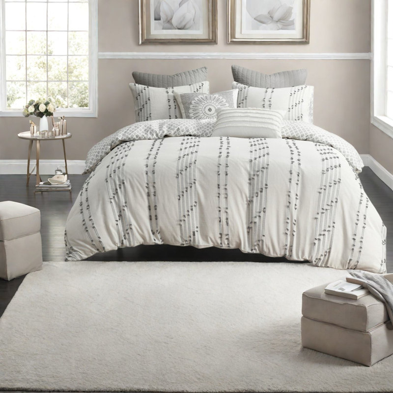 Ensembles de literie de qualité supérieure en coton jacquard très grand californien, style maison moderne