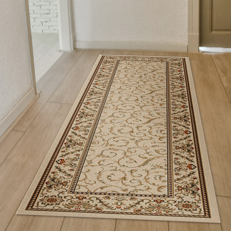 Tapis oriental ivoire / brun / rouge / noir Weisgerber, Tapis de couloir 2 pi 2 po x 7 pi 7 po