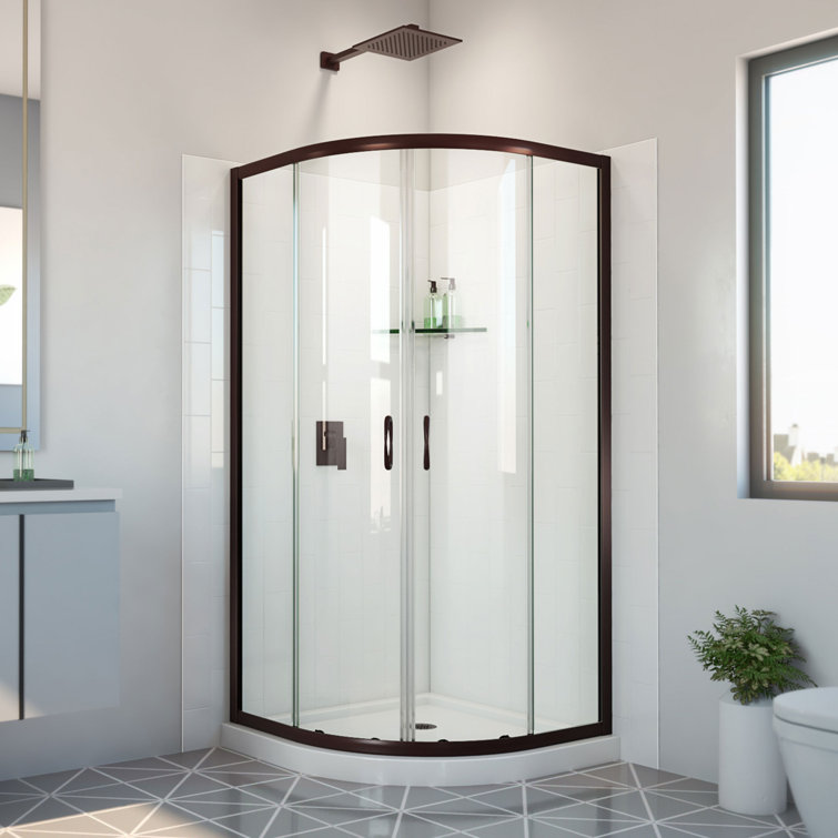 38'' W x 38'' D x 78'' H Semi-Frameless Round Shower Enclosure