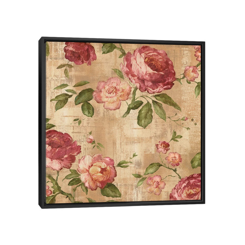 «Rose Garden I», reproduction d'art sur toile, H 18 po x l 18 po x P 1,5 po, Toile avec cadre noir, Pas de tapis