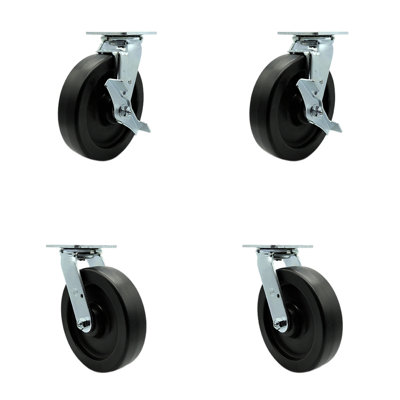 4 Piece Polyolefin Caster Set with Roller Bearings