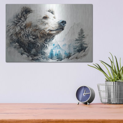 Millwood Pines 'Watercolor Bear Profile' by Momart Metal Wall Art