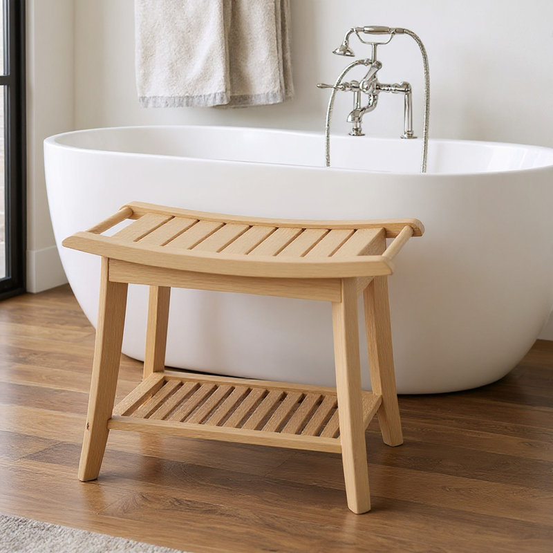 Banc de douche en bambou à assembler, Naturel