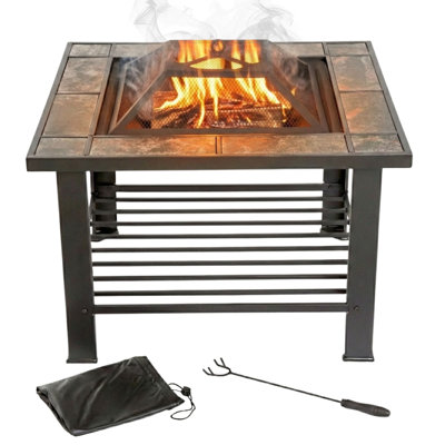 Table de foyer d’extérieur au feu de bois en acier Izquierdo