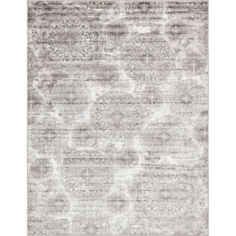 Tapis gris tissé à la machine Oneita, Rectangle 2 pi 2 po x 3 pi