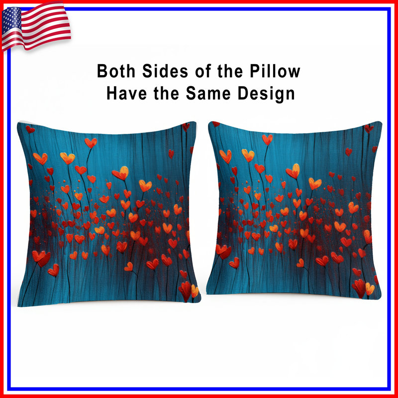 Coussin Heart Flowers, 14 X 14 pouces