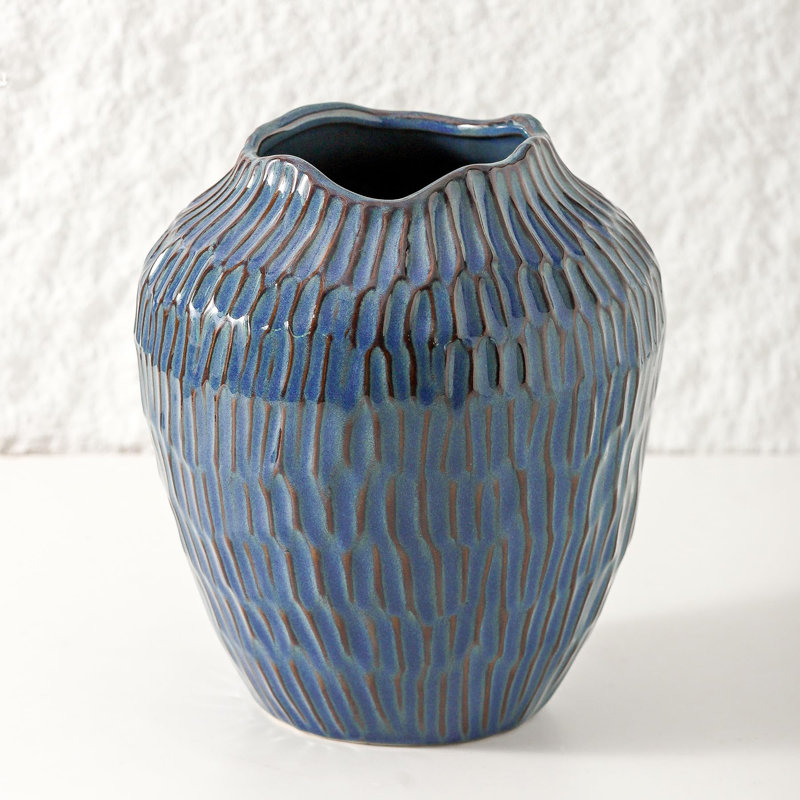 Modern Minimalist Ceramic Vase For Home Decor, Versatile Centerpiece For Flowers, Wedding Gift, Or Office Decoration, Blue