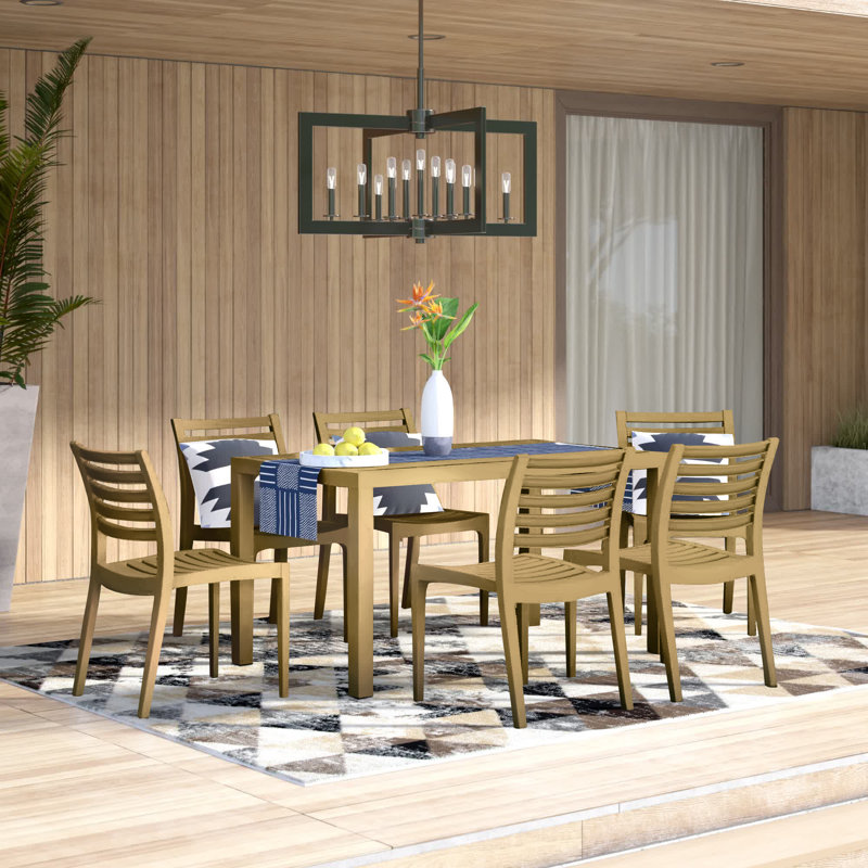 Ensemble repas rectangulaire pour de 55 po de longueur pour six personnes Brette, Brun teck