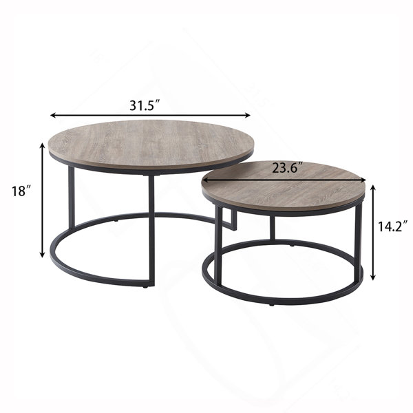 Latitude Run® Round Nesting Coffee Table Set Of 2, 31.5" Modern ...