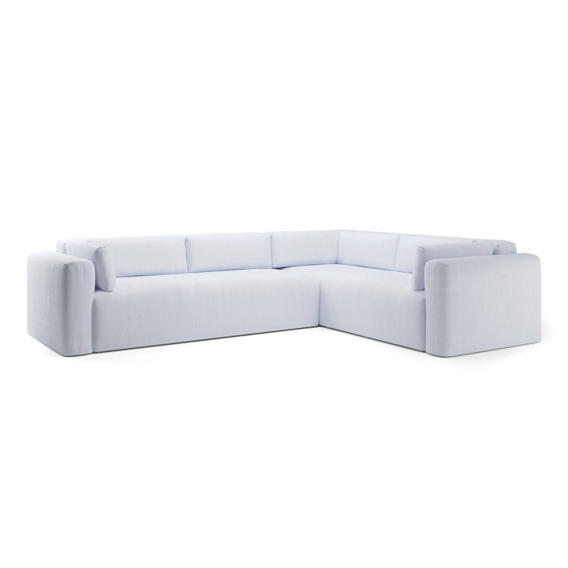 Freddie Sectional, White Polyester Blend