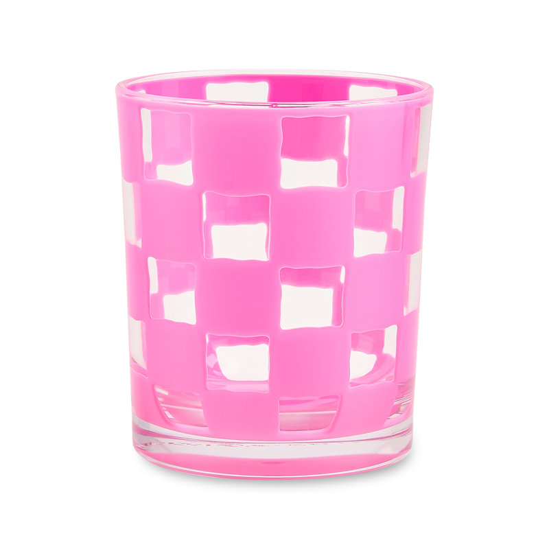 Blue Check Acrylic Tumblers, Pink/Clear