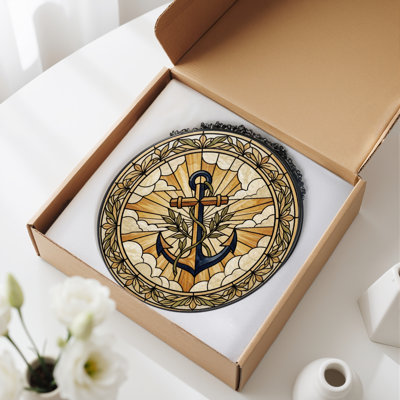 Panneau de vitrail Anchor Wreath, 7,8H