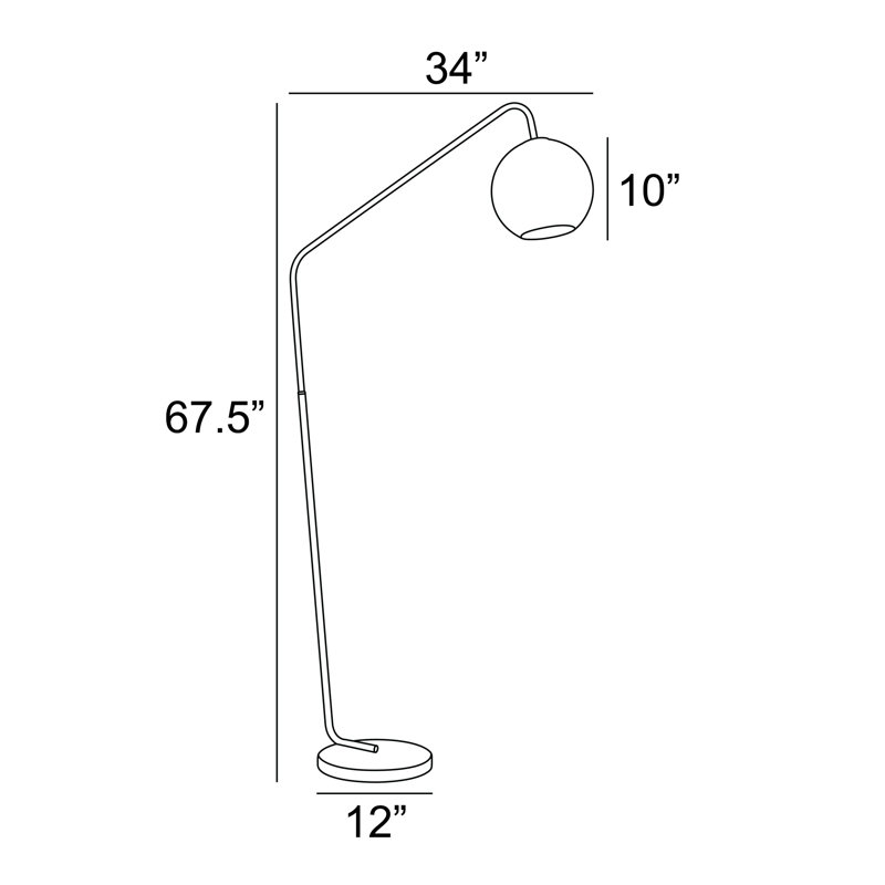 Lampe sur pied arquée 66 po Irmine, Or, Noir / or