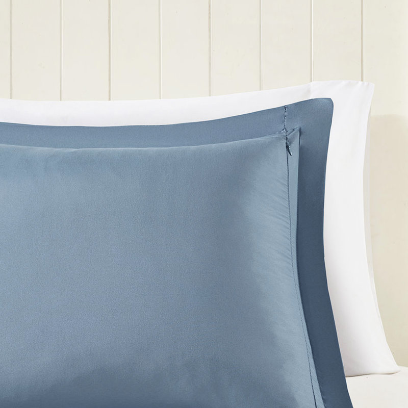 Twin/twin Xl 3m Comforter With Filling And Flange Navy+ Blue Chiffon Shams, Navy/Light Blue, Twin/Twin XL Comforter + 2 Shams