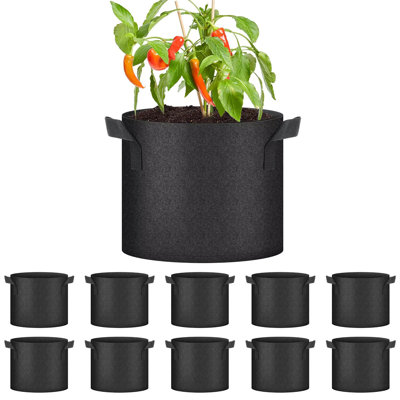 Paquet de 10 sacs de culture de 7 gallons pour l'iPower, pots à fleurs en tissu non tissé avec poignées, pot de jardinage robuste pour pommes de terre, tomates, légumes et fruits, noir