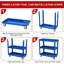 Chariot à outils sur roulettes, chariot à outils à 3 niveaux, chariot utilitaire en acier robuste avec roues verrouillables, chariot de service industriel d'une capacité de 450 lb pour garage, entrepôt, atelier (bleu)