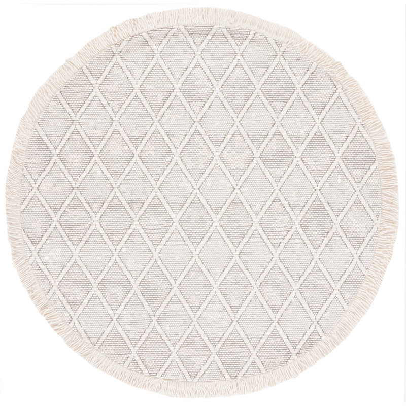 Natura 868 Hand Woven Wool And Cotton With Latex Geometric Rug, Round 6'
