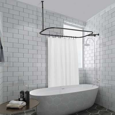 Utopia Alley Rustproof Aluminum Hoop Shower Rod With Ceiling Support for Clawfoot Tub, 54 Inch Extra Large Size by 26 Inch