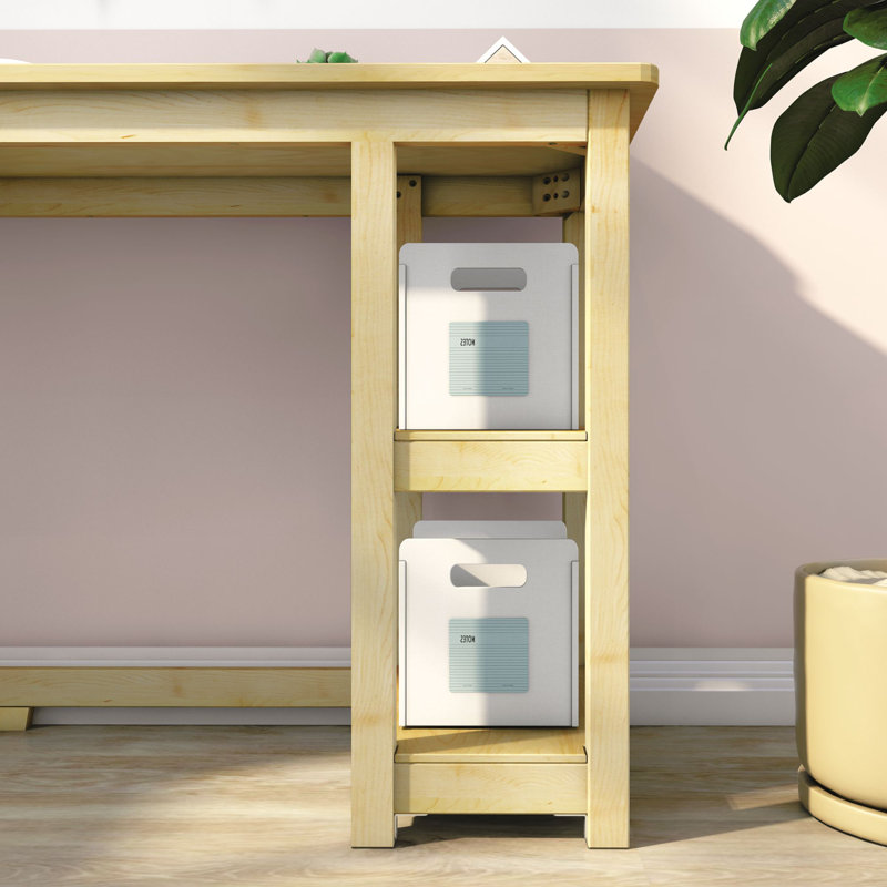 Grand bureau avec tablettes Lalitha, Bois naturel