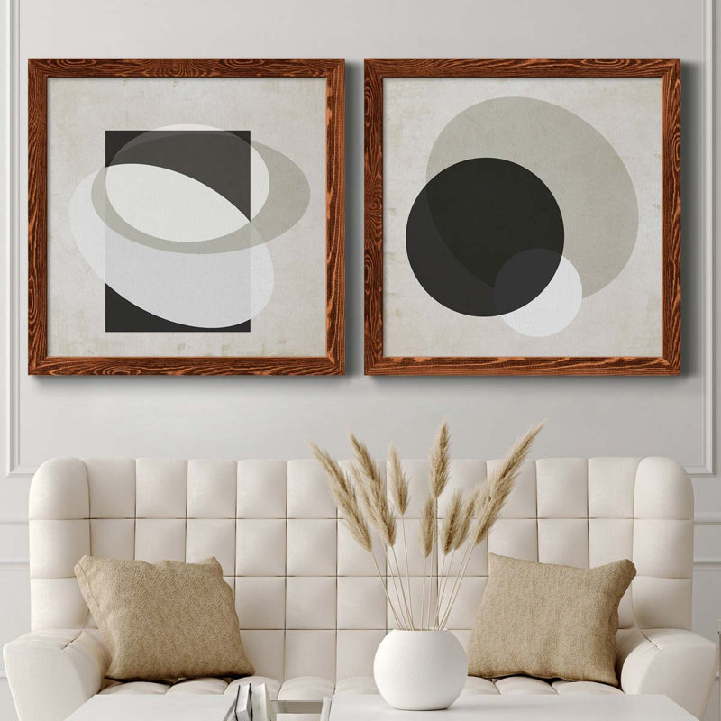 Moderniste Neutre III, ensemble de 2 reproductions d'art sur toile encadrées, H 31,5 po x l 63 po x P 1,5 po
