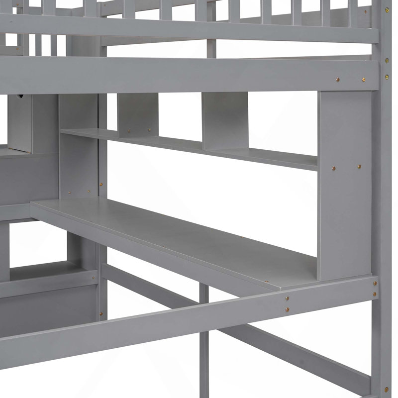 Lit mezzanine avec tablettes de rangement et escalier pour bureau pour espace confortable et chambre soignée