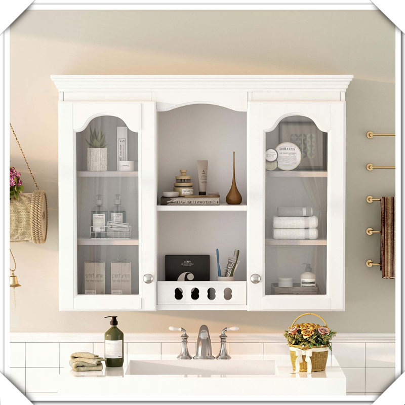 Armoire à pharmacie murale avec 2 portes en verre