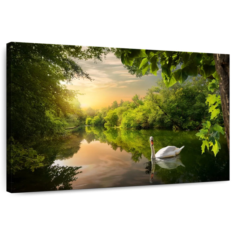 Harnek cygne serein dans la jungle, H 34 po x l 51 po