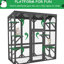 Abri pour chat extérieur en bois pour chats multiples, grand, avec six plateformes et toit imperméable, gris