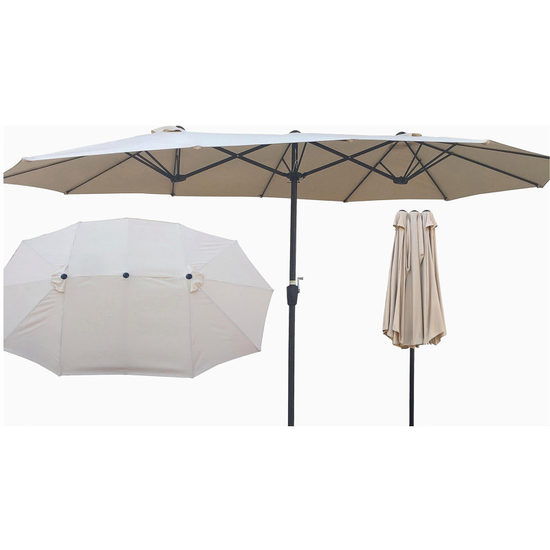 Parasol de jardin à double face 15x9Ft, Beige