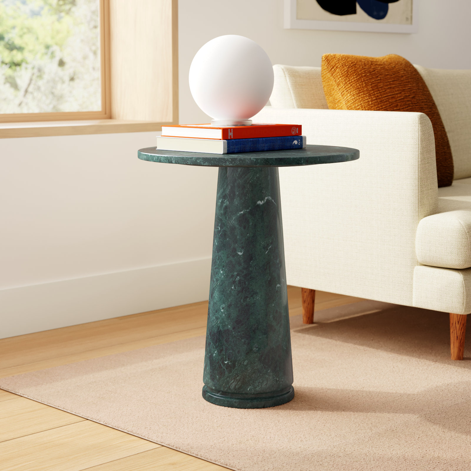 Alysson 21" Genuine Marble End Table, Green