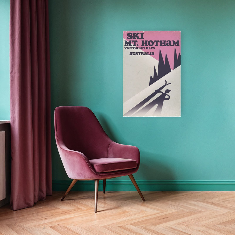 Ski Mount Hotham Australia Retro Vintage Abstract Mountain Winter Wall Art Print by Nicholas - Wrapped Canvas Print