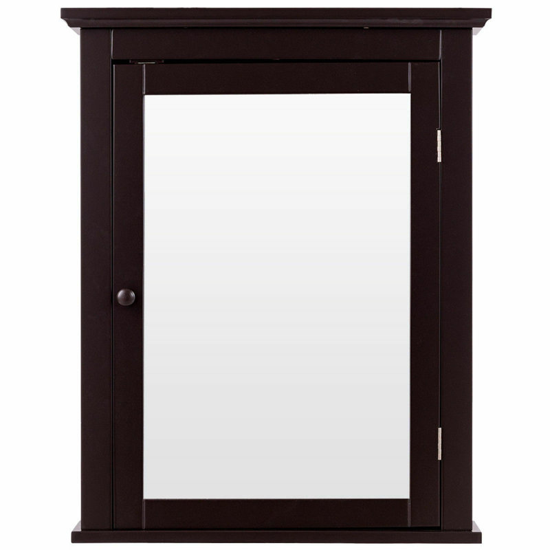 Surface Framed Mirrored Bathroom Cabinets and 1 Adjustable Shelves, Brown