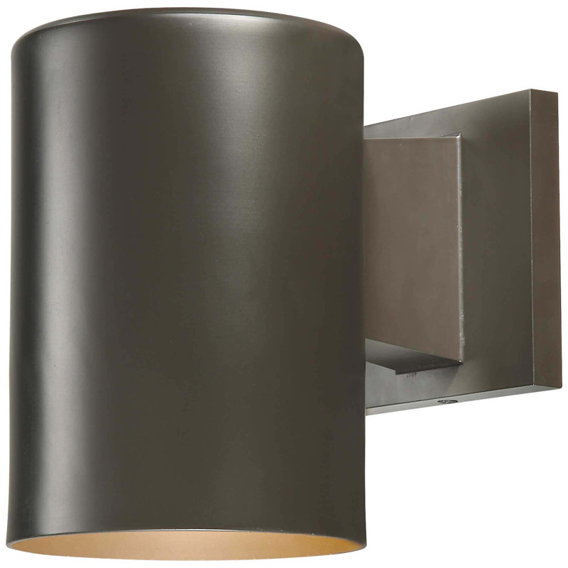 1-Light Indoor or Outdoor 7.25"H Antique Bronze Aluminum Cylinder Wall Mount Sconce, 7.25" H x 5" W x 7.75" D, Antique Bronze