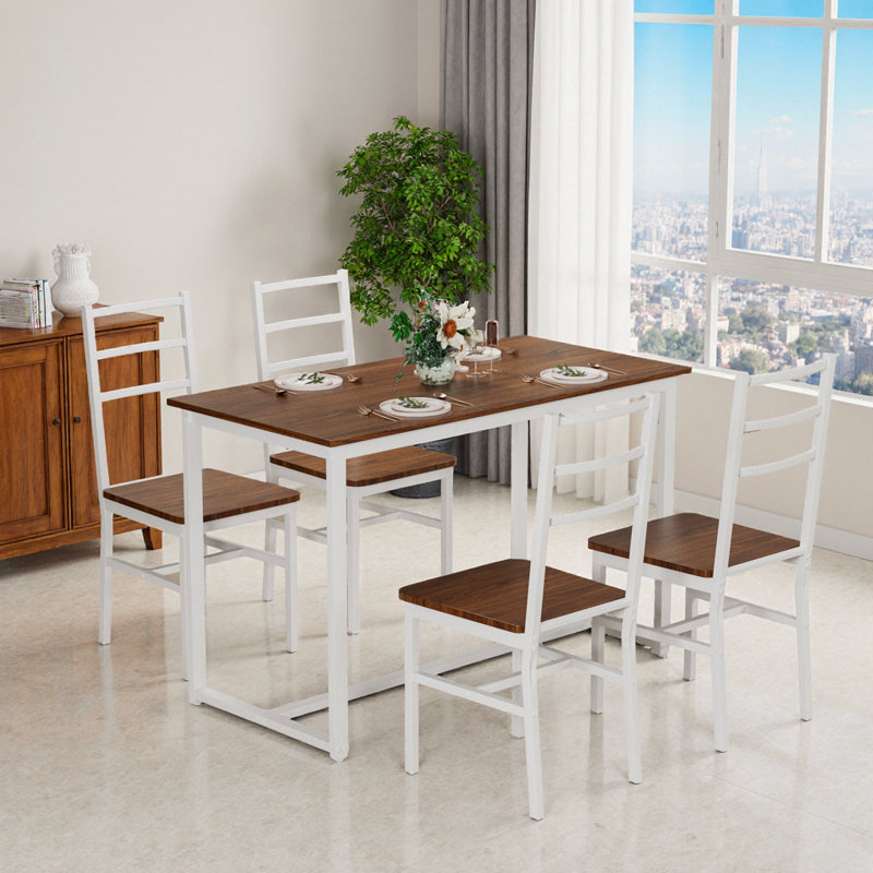 Ensemble de table de salle à manger 48 pièces en bois 48 po pour 4 panneaux de fibres à densité moyenne, dossier incurvé, conception Tuck compacte, table de 176 lb, boîte mince de 4,7 po