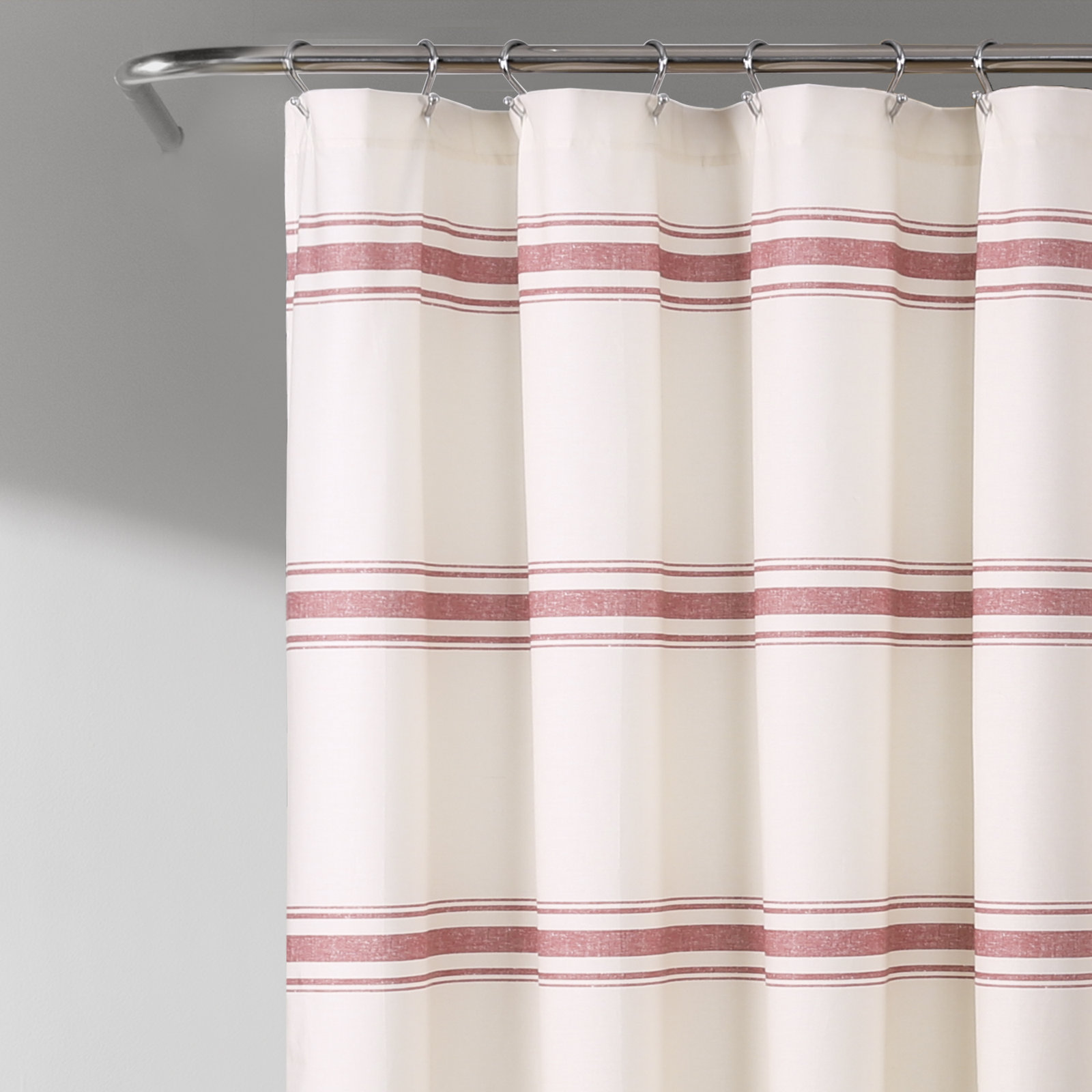 Gilroy Cotton Striped Shower Curtain, Red