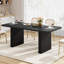 Table de salle à manger 71 "pour 6 à 8 personnes, table de ferme rectangulaire avec pieds ondulés en métal et plateau en bois pour le bureau personnel-579429842