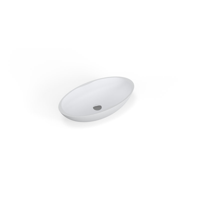 Lavabo de salle de bain vasque ovale en résine blanc mat 25,5 "x 13,7" Badeloft WB-04-M, Blanc mat