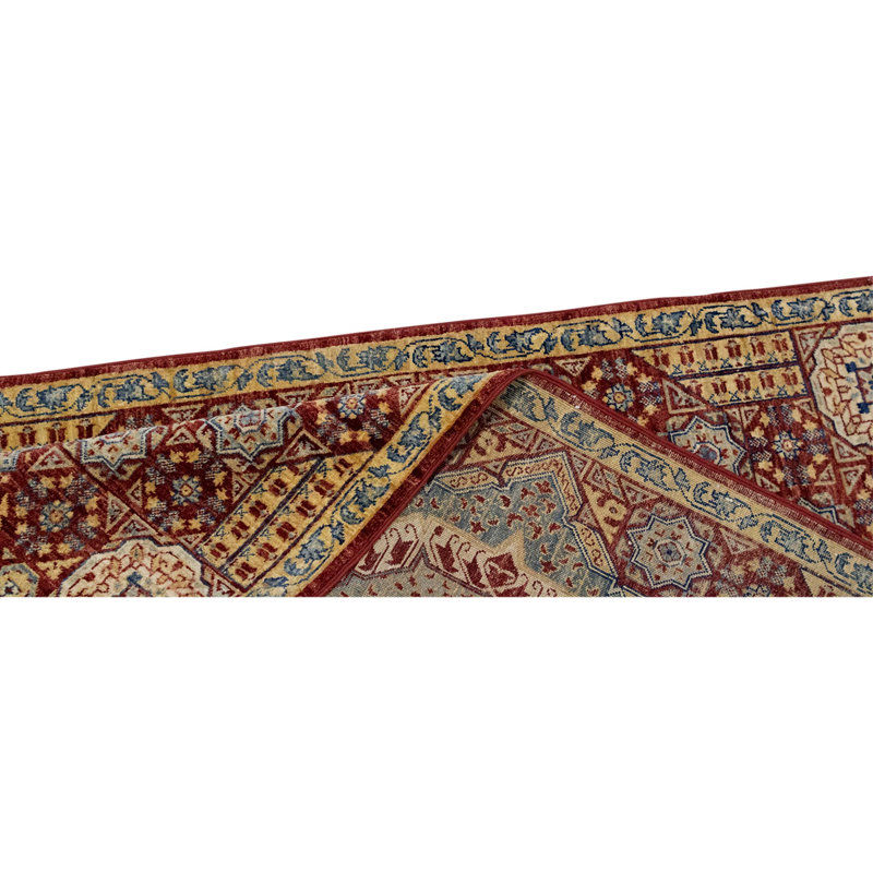 Tapis unique rouge / bleu / jaune 2 pi 9 po x 4 pi 8 po