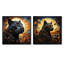 Clair de lune majestueux panthère noire - ensemble de 2 animaux panthères carrés-1199713815-1199713814