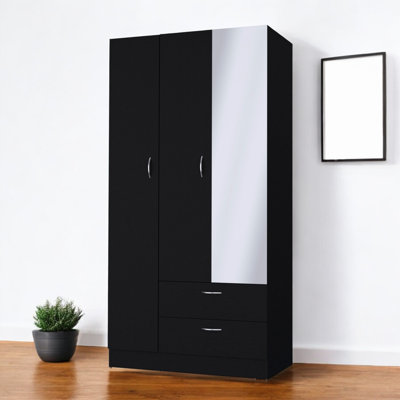 Commode combinée 71 po à deux portes et miroir noir 71 po