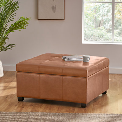 Point de gaufre en similicuir brun clair pour la chambre à coucher et le vestibule, avec des pieds en bois de bouleau de rangement, une chambre de 35,47 po de profondeur,