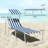 Outdoor Pool Chaise Lounge Chair, Folding Tanning Chair With Sun Shade, Blue And White-840647911