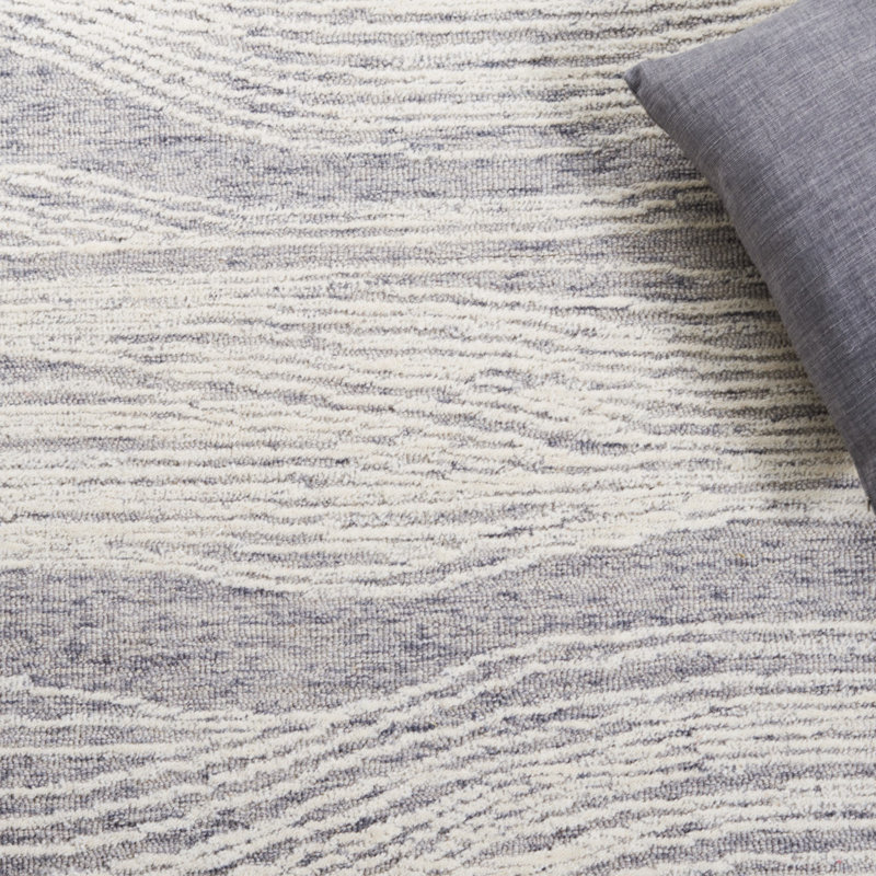 Wimmer Abstract Handmade Tufted Wool Ivory Area Rug, Runner 2'3" x 12'