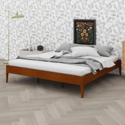 Base de lit élégante avec tête de lit intégrée et structure à lattes robuste